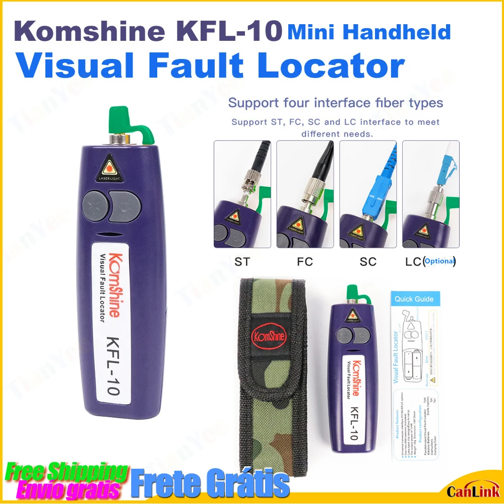 

Komshine KFL-10 Mini Handheld Visual Fault Locator VFL Optical Fiber Cable Tester Fiber Optic Fiber Break Checker