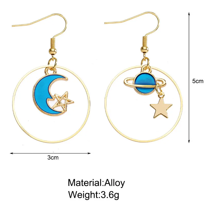 

Long Style Blue Starry Sky Planet Earrings Fashion Creative Ear Jewelry 2021