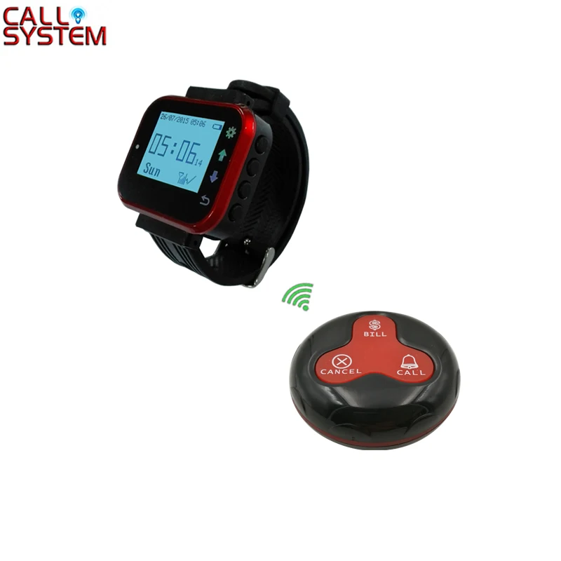 

Wireless Restaurant Call Calling Waiter Server Paging Service System 1 Watch Receiver+10 Call Button Pager