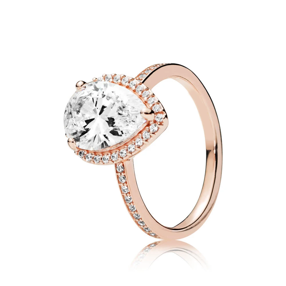 

PDB JZ 08 original 100% 925 Sterling Silver Ring with logo 100% 925 rose gold love elegant large zircon ring.