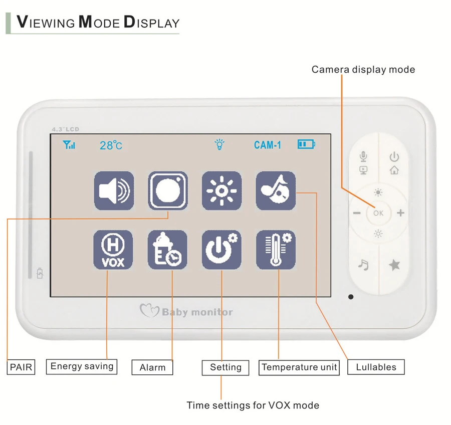Беспроводная видеоняня 4 3 дюйма 2 способа разговора высокое разрешение камера