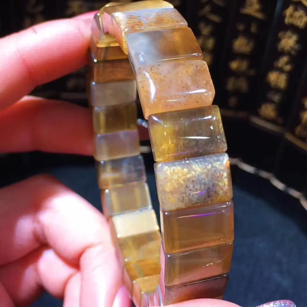 Браслет из натурального золотого солнечного камня для женщин и мужчин