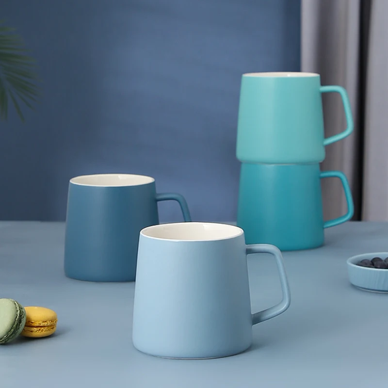 Синие керамические чашки 400 мл кофейная кружка доступна печать логотипа | Дом и