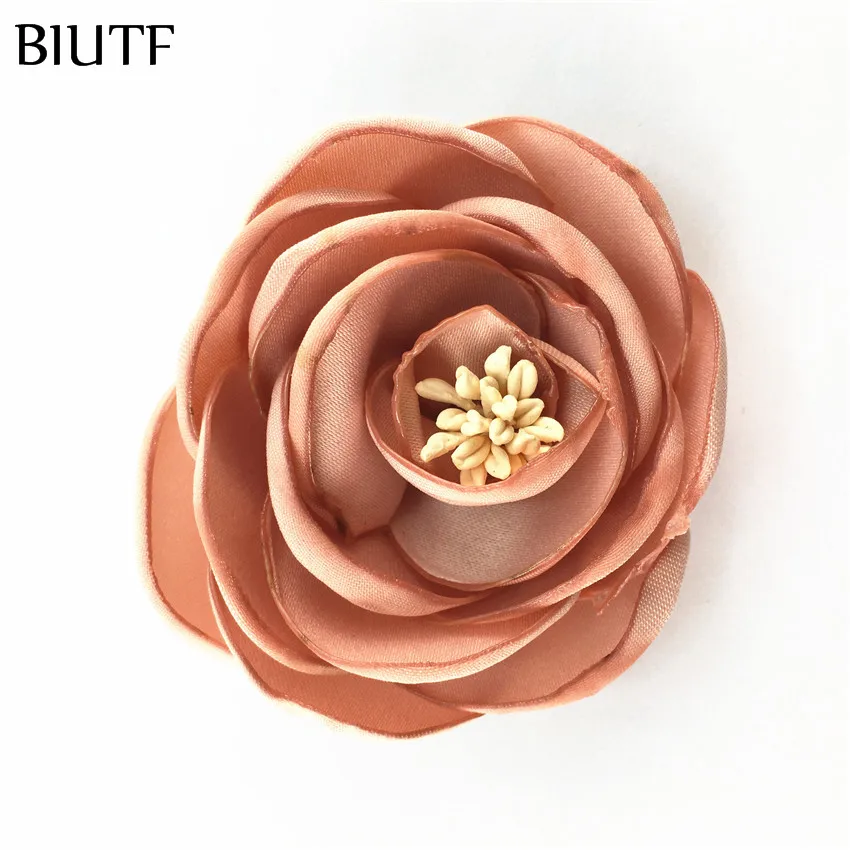 5 шт./лот корейский стиль винтажный сгоревший атласный цветок с тычинками зажимом