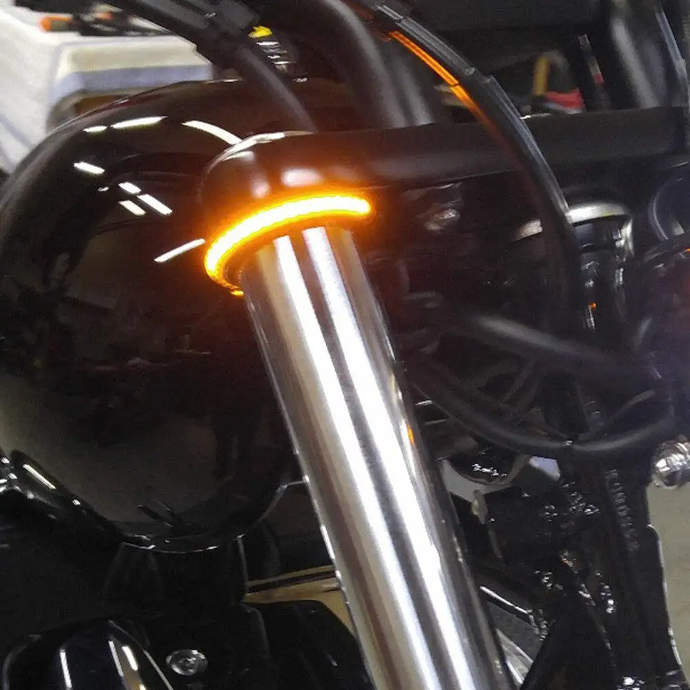 

Switchback White Amber LED Fork Turn Signal Daytime DRL Light Strips For Motorcycle