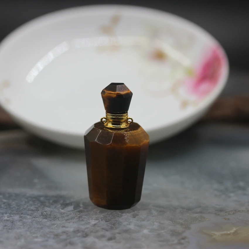 Tiger Eye 9 камней выбор, натуральный драгоценный камень подвески флаконы духов, друзы Geode колпачки эфирные масла диффузор для подвески, ожерелья ювелирные изделия - Окраска металла: Tiger Eye