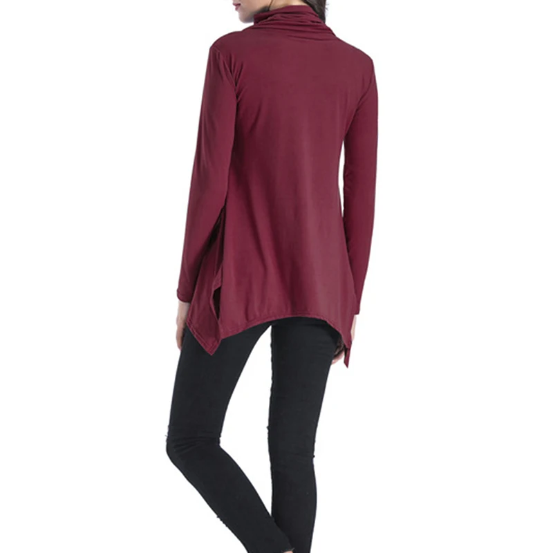 Свободная Длинная толстовка с длинным рукавом и высоким воротником женская