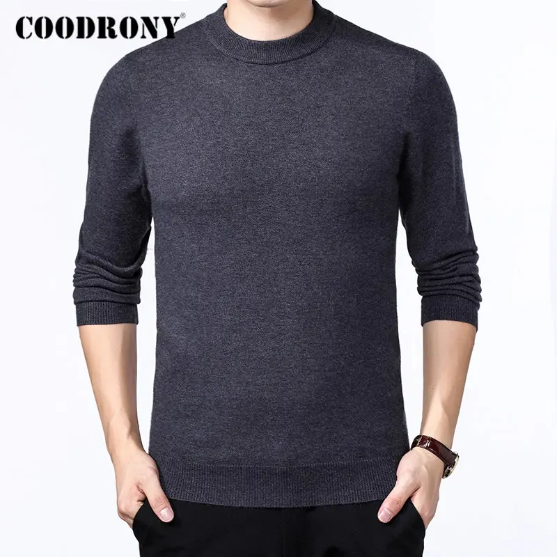 Бренд COODRONY, мужской свитер, Осень-зима, толстый, теплый, Pull Homme, Классический Повседневный пуловер с круглым вырезом, мужской кашемировый шерстяной трикотаж 91109
