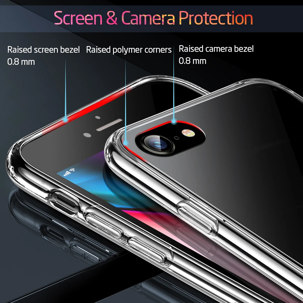 Чехол ESR из закаленного стекла для iPhone SE 2020 11 Pro X XR XS Max прозрачная задняя крышка
