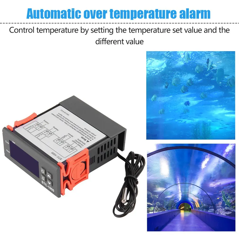 

Black Digital STC-1000 All-Purpose Temperature Controller Thermostat With Sensor Temperature Instrument Diagnostic Tool