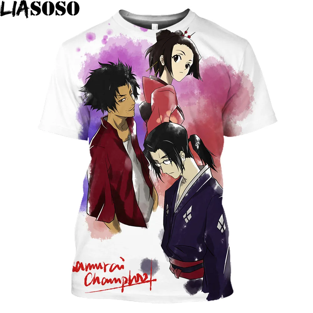

2021 Anime Samurai Champloo T-shirt 3D Print Men Women Trendy Funny Short Sleeve Streetwear Harajuku O-Neck Oversize Tops