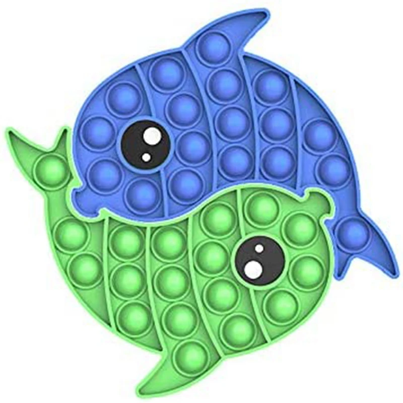 

Silicone Push Dolphin Shape Bubble Sensory Fidget Toys Colorful Autism Stress Reliever Fidget Anxiety Relief Funny Desktop Toy