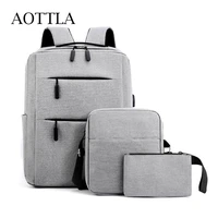 aottla mens backpack 3 pcs set laptop backpack usb charging waterproof school backpack casual travel versatile men shoulder bag