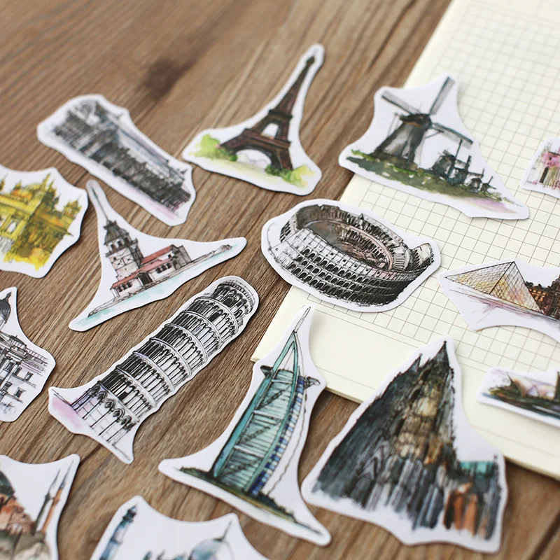 Дорожные акварельные декоративные наклейки ручной росписи по всему миру клейкие