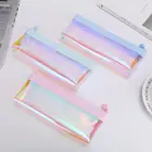 Оригинальный лазерный прозрачный пенал из ПВХ на молнии для девочек, подарок, школьные принадлежности, корейские канцелярские принадлежности, Новое поступление