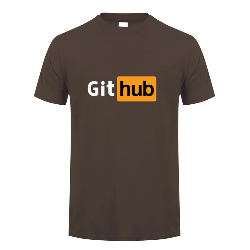 Забавный дизайн футболка Github хлопковая Футболка с круглым вырезом и короткими рукавами Мужская футболка LH-151 - Цвет: Dark Chocolate