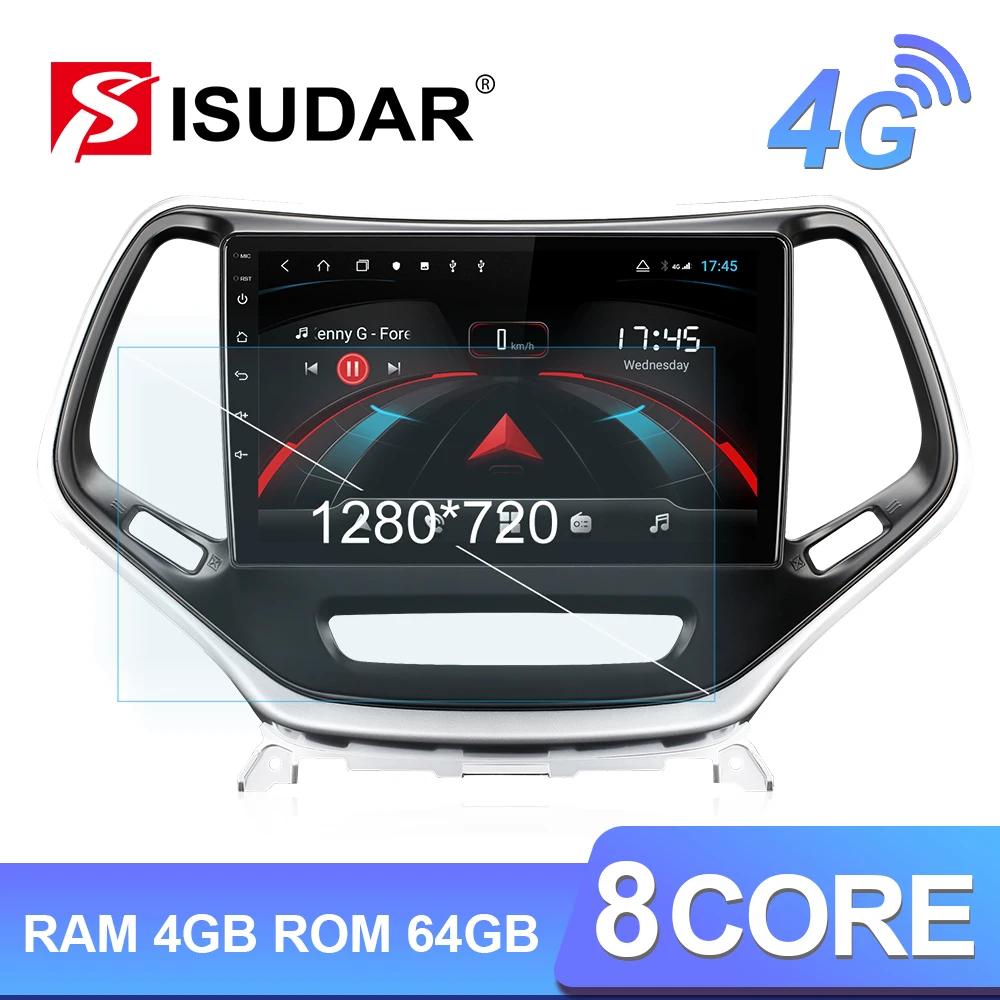 Isudar H53 4G Android 1 Din автомагнитола для Jeep Cherokee 5 KL 2014 2018 Автомобильный мультимедийный