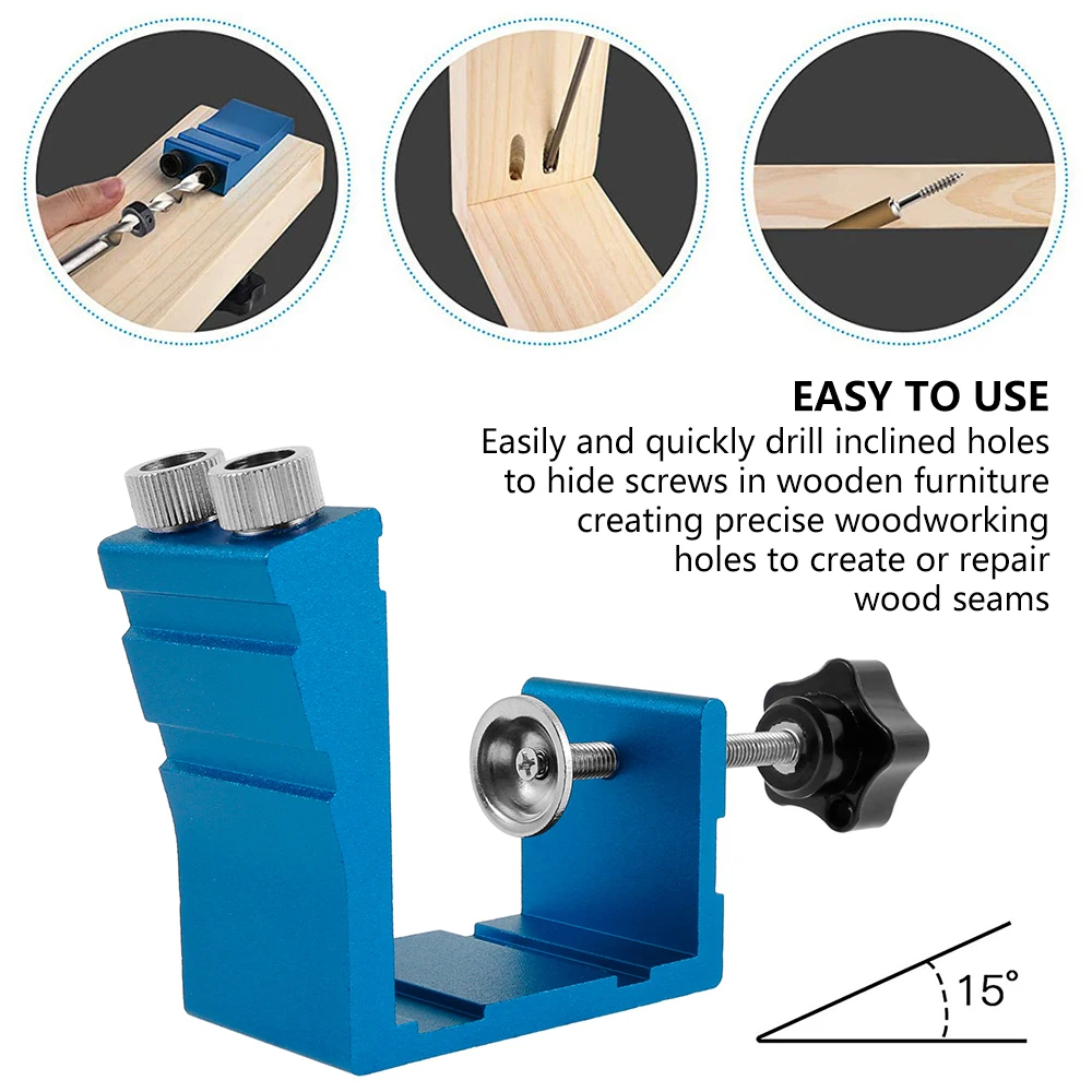 47pcs Woodworking Pocket Hole Jig Oblique Locator Screw Dowel Drill Joinery Positioner Puncher Angle Drilling Guide Tools |