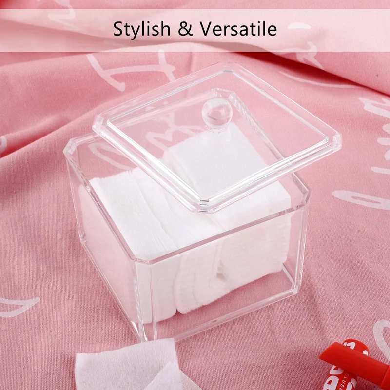 

1 Pcs Cotton Swab Storage Dispenser Clear Cotton Ball Swab Holder & 1 Pcs White Double Head Facial Massage Roller