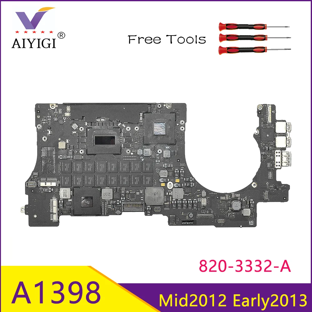 

Original Tested A1398 Motherboard 820-3332-A for Macbook Pro Retina 15" Logic Board Core i7 8G 16GB Mid 2012 Early 2013 years