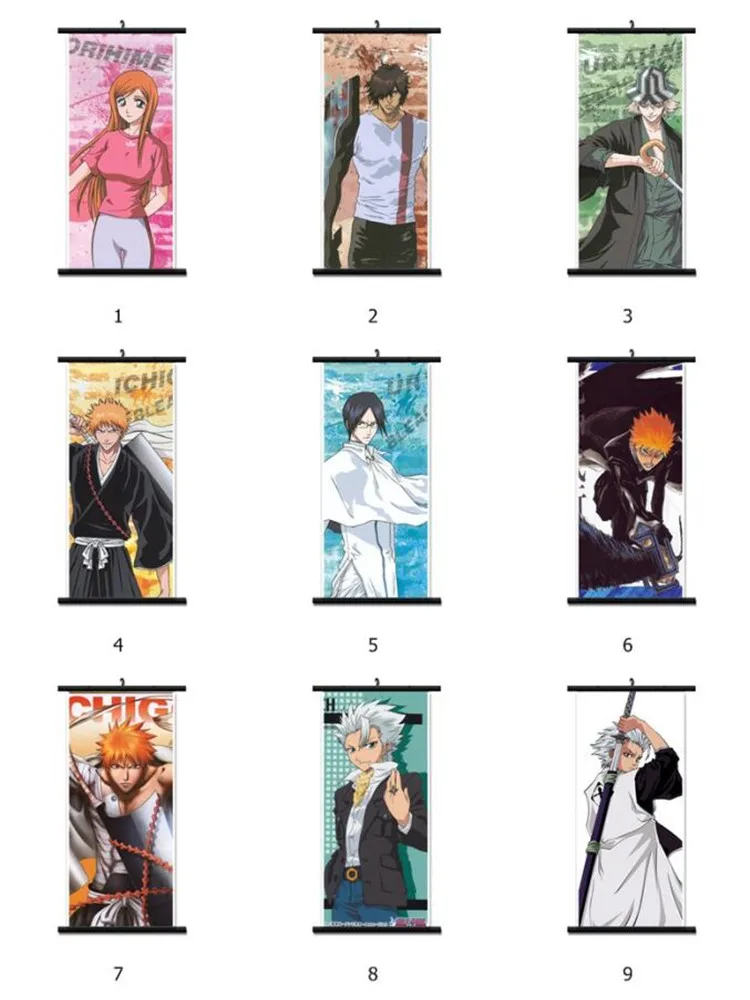 

Coscase Japanese Anime BLEACH Kurosaki Ichigo Inoue Orihime Ishida Uryuu Home Decor Wall Scroll Poster Decorative Pictures