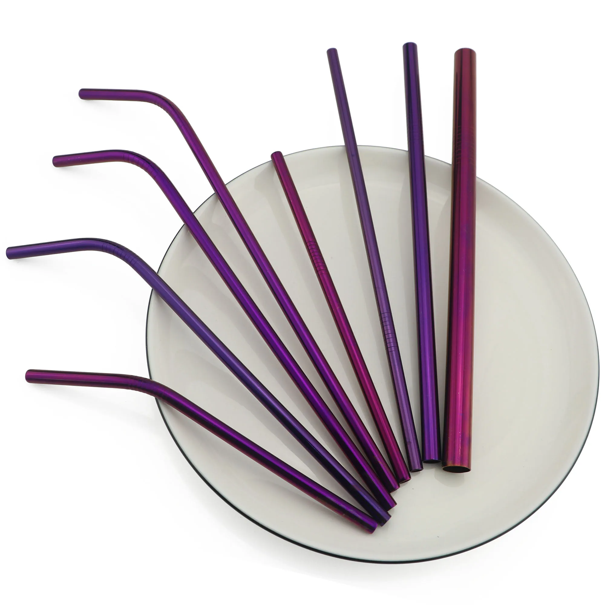 Стеклянная многоразовая соломинка фиолетового цвета из нержавеющей стали 304 2 шт.