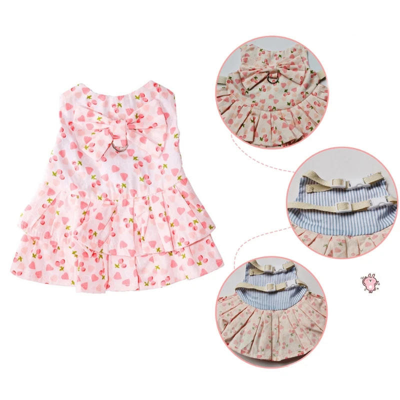 

Lovely Soft Small Animal Clothes Outdoor Traction Harness Pet Kitten Bunny Suit with Cute Mini Hat Bag