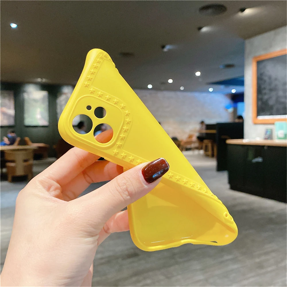 

100Pcs Candy Color Stars Phone Case For iPhone 12 Mini 11 Pro Max XS Max XR X 7 8 6 Plus SE 2020 Soft TPU Photo Frame Back Cover