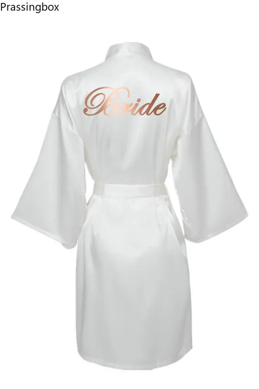 Satin Silk Robes for Women  Wedding Robe Bride Bridesmaid Dressing Gown Bridesmaid Rose Gold Letter Print Robe