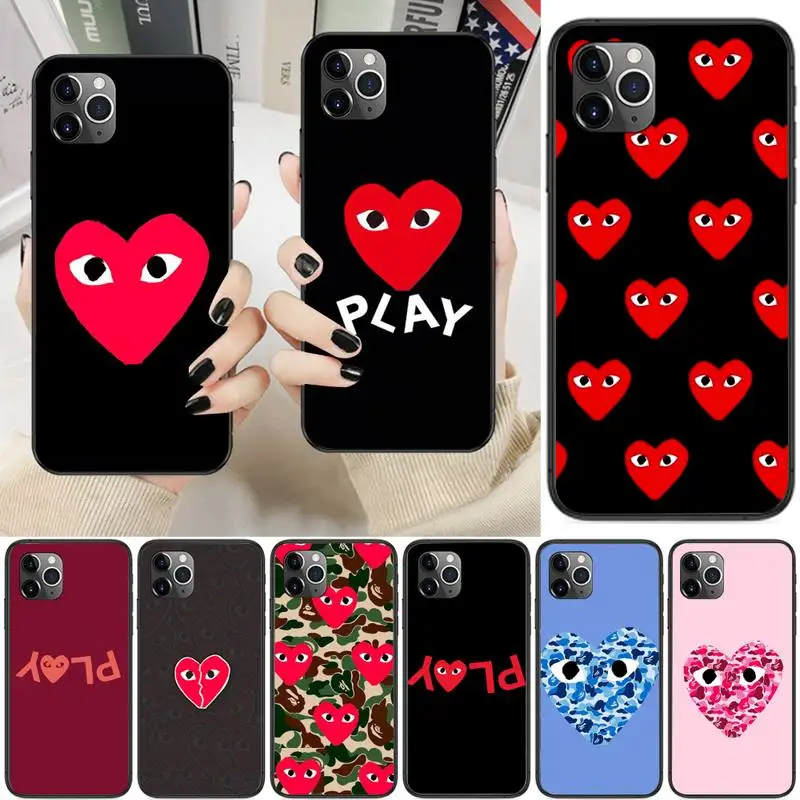 

PLAY Comme des Garcons Heart Phone Case For iPhone 13 12 11 Pro Max 11 XR XS Max X 8 7 6 5 SE 2020 Fundas Cover