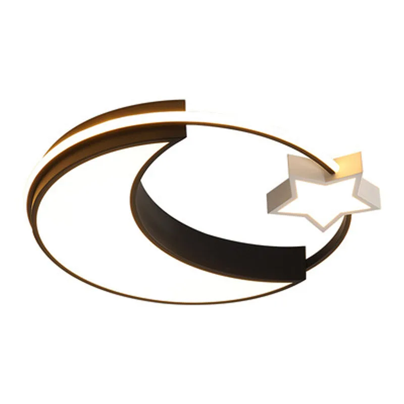 

Modern Black Gold Moon Star LED Ceiling Light for Bedroom Living Dining Study Simple Children Room Aisle Hall Decoration Lamp