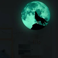 luminous moon wolf wall sticker glass decoration painting home decor wall decals poster kids room decoration