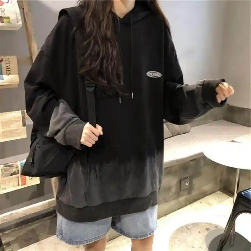 

NiceMix Autumn Hoodies Women Fashion Tie-dye Gradient Casual Hooded Pullover Man Streetwear Hip Hop Loose Sweatshirt Male Hood