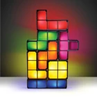 Настольная лампа Tetris Puzzle Light Stackable, светодиодный строительный блок, ночник, 3D, ретро, игра, башня, Детская цветная кирпичная игрушка