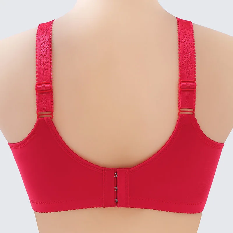 

New Widened Shoulder Strap Wire Free Plus Size Bra Lace Sexy Seamless Soft Comfort Women Underwear Push Up Bralette 40 42 44 BCD