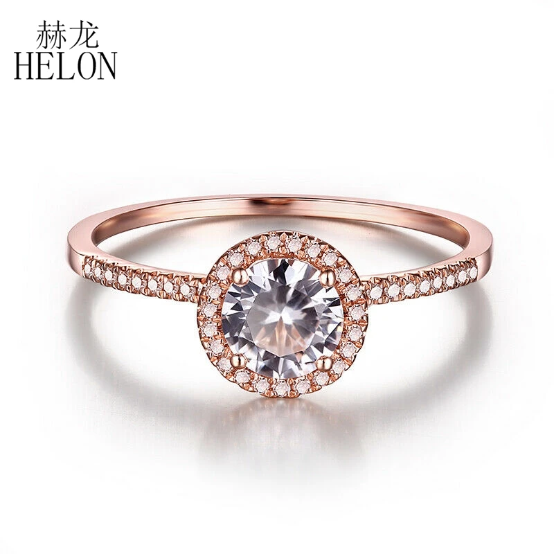 

HELON Moissanite Ring Solid 14K White Gold Round 6mm VVS/ DEF Color Lab Grown Moissanite Diamond Engagement Wedding Ring Women