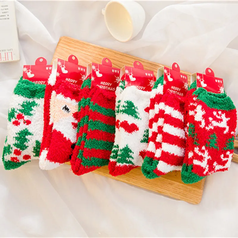 Рождественские носки Fawn утепленные женские хлопковые милые плюшевые