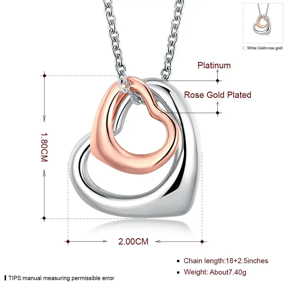 

SKMEI AKN005 Fashion 18K Rose Gold Sweet Hollow Heart Dependent Pendant Platinum Lady Jewelry Gift