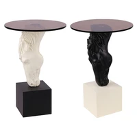 animal glass top horse statue sculpture end table living room coffee table