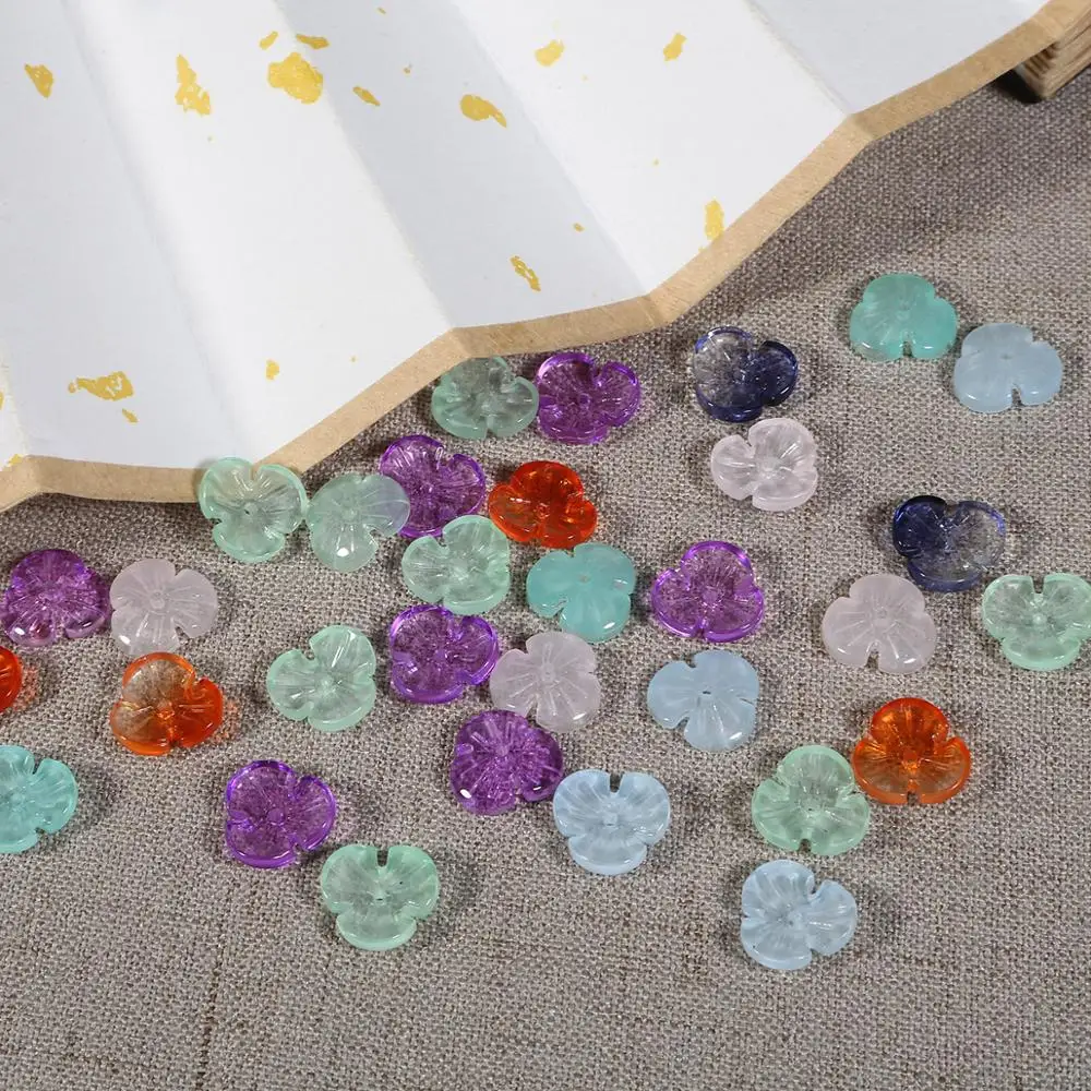 Бусины стеклянные в форме цветка с тремя лепестками 10 шт. | Украшения и аксессуары