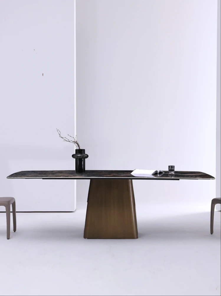 

Rock plate dining table Nordic rock plate marble dining table and chair combination dining table