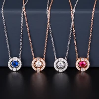 2020 new round crystal necklace girls clavicle chain fashion jewelry necklace gifts for girls