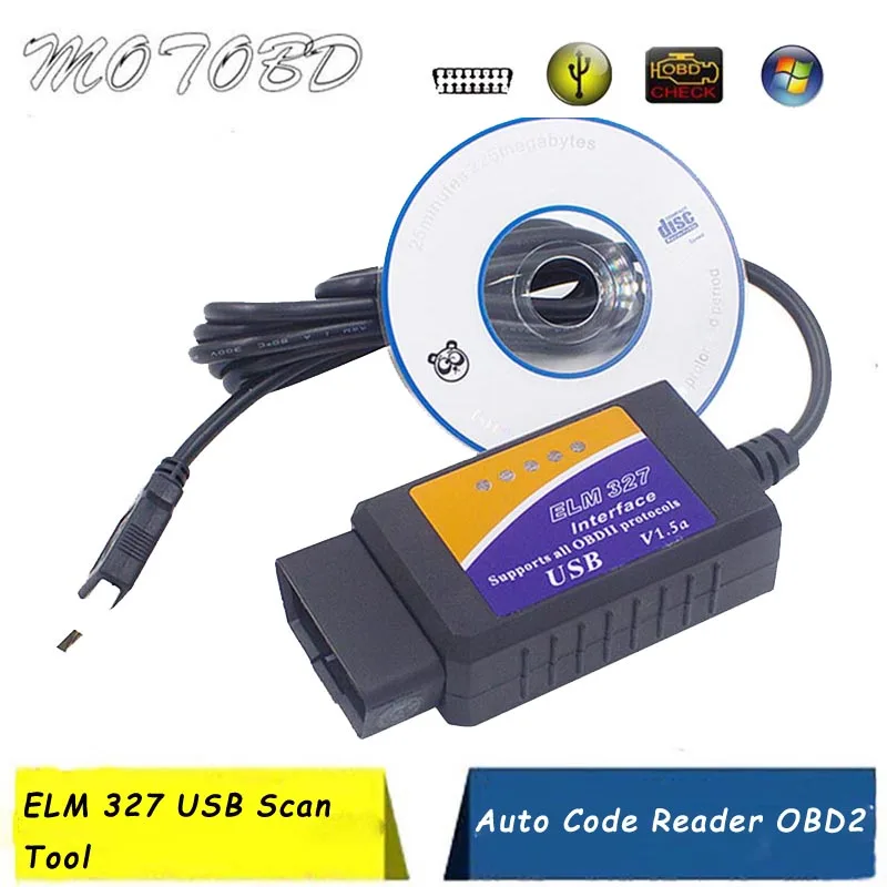 Автомобильный считыватель кодов ELM327 USB V1.5 OBD/OBDII OBD2 сканер автомобильный