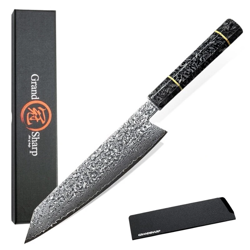 GRANDSHARP ручной работы нож шеф повара японский Дамасская сталь Kiritsuke 67 слоев VG10