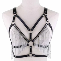 sex accessories leather chain harness body bra chest goth punk sexy chain necklace women bdsm bondage nightclub sex toys