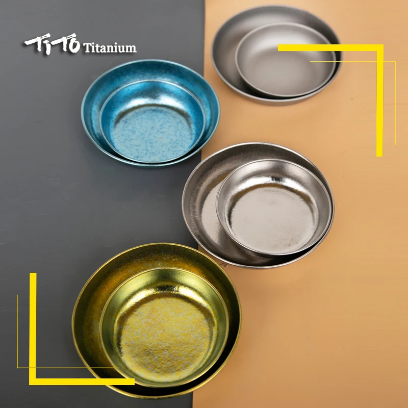 Посуда из титана для кемпинга сверхлегкая круглая посуда титанового сплава с