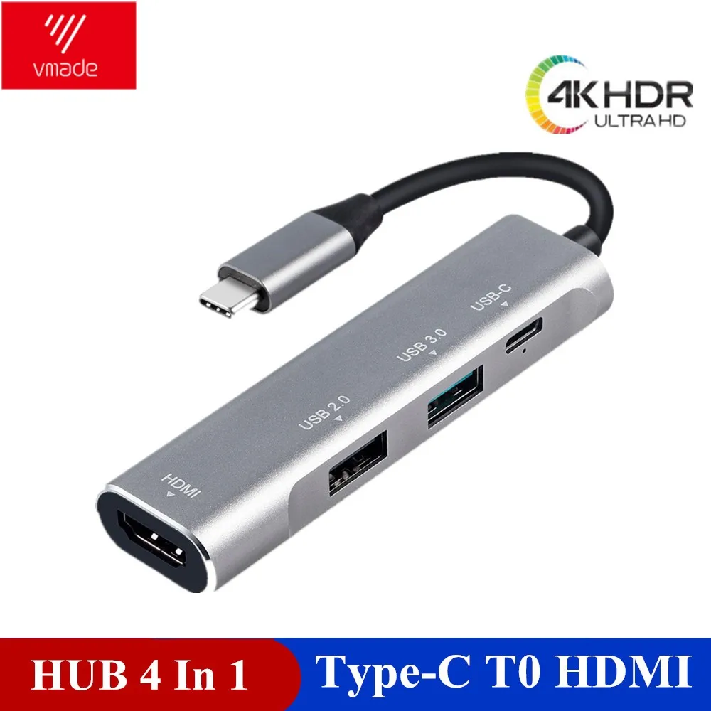 Vmade 4 в 1 usb-хаб USB C концентратор адаптер к HDMI PD порт конвертер для MacBook Pro type C концентратор для huawei P20 mate 20 Pro 3,1 концентратор