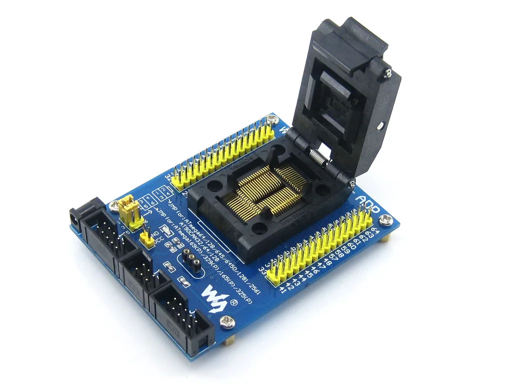 AVR Atmega TQFP64, Programmer Adapter, With interface, Burn-In Socket With A Simple Board, Especially For AVR MCUs In TQFP64 Package