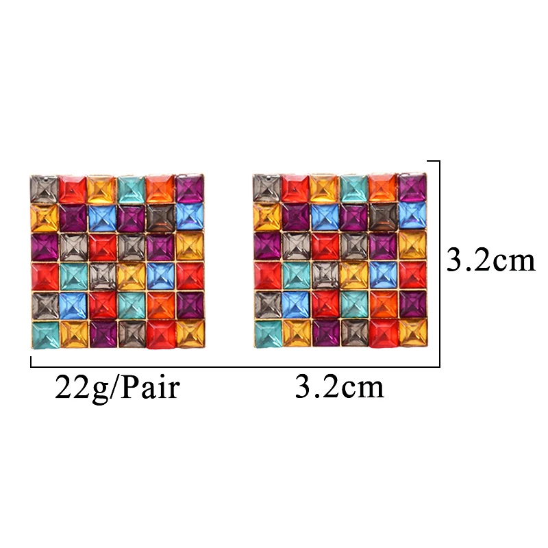 Оптовая продажа квадратные металлические серьги-подвески с разноцветными