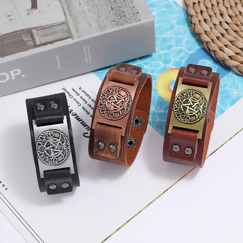 Простой Панк серии античные растения Цветок заклепки винтажный браслет